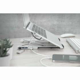 Notebook-Ständer mit integriertem USB-C™ Hub 5-Port PD Ladefunktion DIGITUS Silber