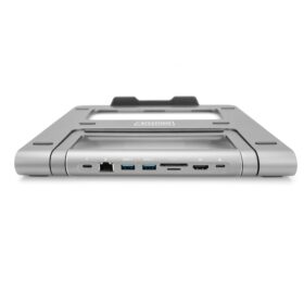 Notebook-Halterung mit USB-C Hub 1x PD2x USB-A 3.01x TF1x SD1xHDMI1xRJ-45 DIGITUS Silber
