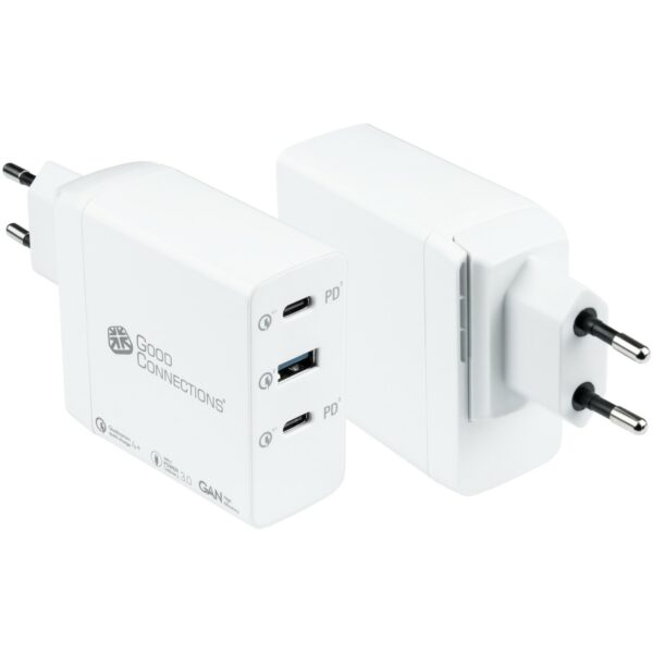 GoodConnections Charger 100W 3-Port 2xUSB-C/USB-A QC4.0 Weiß