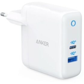 Anker PowerPort PD+ 2 Dual-Port Charger 1 x 20W USB-C 1 x 15W USB-A white