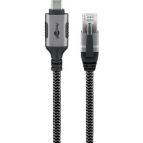 Goobay USB-C 3.1 > RJ45 (ST-ST) 1m Ethernet-Kabel Schwarz-Silber