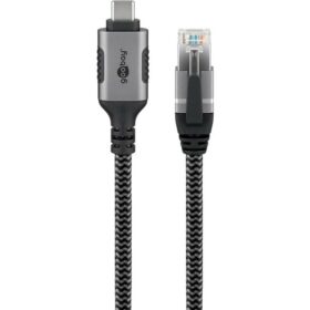 Goobay USB-C 3.1 > RJ45 (ST-ST) 1,5m Ethernet-Kabel Schwarz-Silber