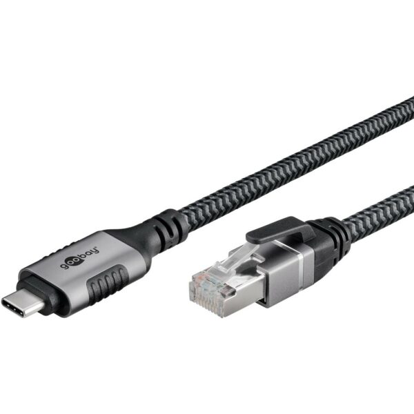 Goobay USB-C 3.1 > RJ45 (ST-ST) 1,5m Ethernet-Kabel Schwarz-Silber
