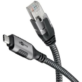 Goobay USB-C 3.1 > RJ45 (ST-ST) 2m Ethernet-Kabel Schwarz-Silber