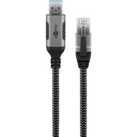 Goobay USB-A 3.0 > RJ45 (ST-ST) 15m Ethernet-Kabel Schwarz-Silber